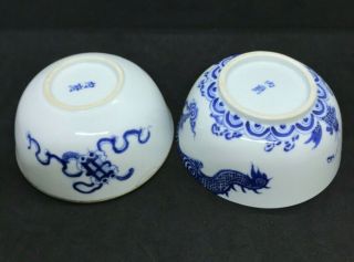 IMPRESSIVE Chinese Antique Oriental Porcelain Blue and White Dragon Phoenix Bowl 3