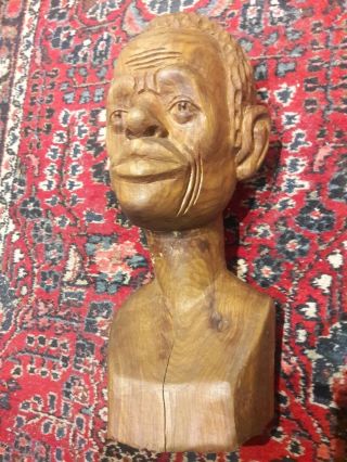 Vintage African Carved Statue Head Huge 1957 Ghana