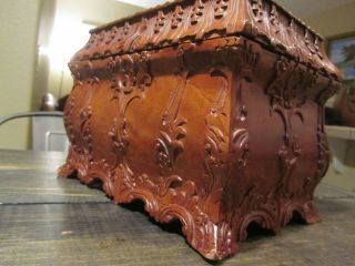 Antique Victorian Tea Box Caddy Chest Hand Carved Mahogany Dovetailed Tray LOOK 2