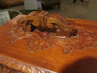 Antique Victorian Tea Box Caddy Chest Hand Carved Mahogany Dovetailed Tray LOOK 3