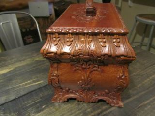 Antique Victorian Tea Box Caddy Chest Hand Carved Mahogany Dovetailed Tray LOOK 4