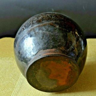 Vintage Stoneware Mid Century Black Ball Ceramic Vase 7
