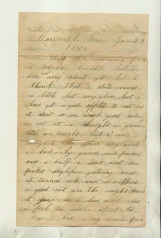 1862 Civil War Era Soldier Letter Datelined Corinth Ms From Hiram Matthew