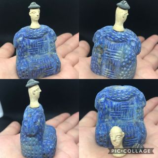 Ancient Rare Bactrian Holy Princes Lapis Lazuli Stone Idol Status 300 Be