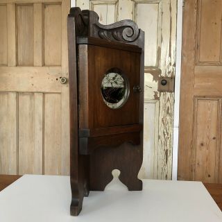 Vintage Antique Wooden Corner Cabinet With Bevelled Round Mirror Bathroom