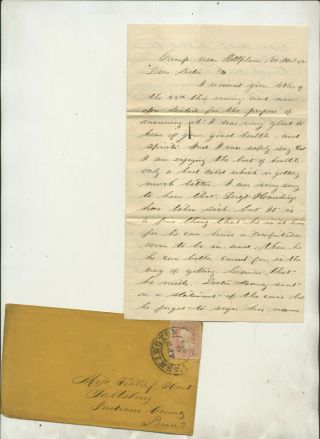 1863 Civil War Era Soldier Letter Clarence Hart Camp Near Belle Plain Virginia