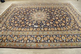 Traditional Vintage Floral Oriental Wool Area Rug Hand - Knotted Navy Carpet 9x12 12