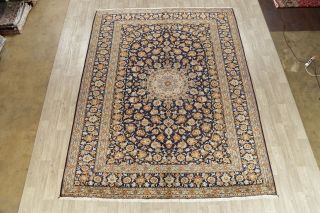 Traditional Vintage Floral Oriental Wool Area Rug Hand - Knotted Navy Carpet 9x12 2