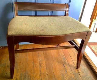 Victorian Vanity Wood Wooden Bench Piano Seat Stool Chair Antique Vintage