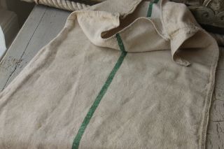 Grain Sack Linen Fabric Green Fustian Stripe Great As Christmas Gift Bag Vintage