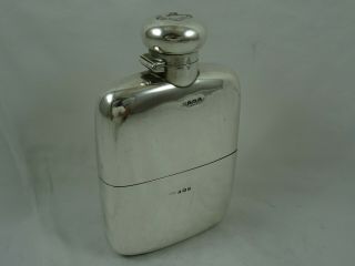 Large & Heavy,  Solid Silver Hip Flask,  1919,  311gm