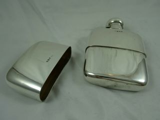 LARGE & HEAVY,  solid silver HIP FLASK,  1919,  311gm 3