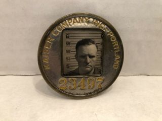 Kaiser Company Inc.  Portland Metal Employee Photo Id Badge.