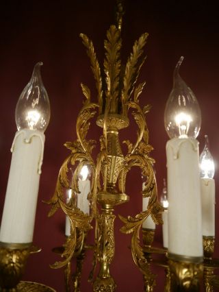 BRASS FRENCH CHANDELIER VINTAGE CEILING LAMP LUSTRE OLD 16 LIGHT FILIGREE 3