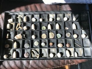 Excavated Civil War Era Buttons Bullets & Artifacts In Riker Case