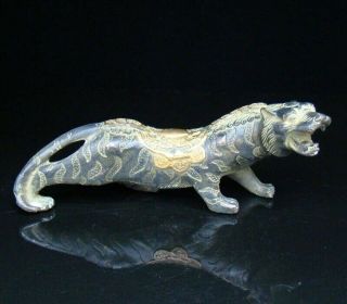 240mm Collectible Handmade Carved Statue Copper Bronze Gilt Tiger Deco Art