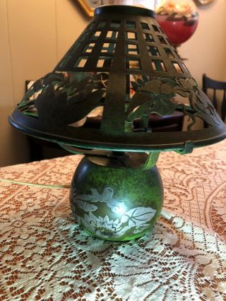 Otto Heinz Waterlily Boudior Lamp Antique 3