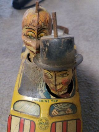 Vintage 1939 Marx Charlie McCarthy & Moritmer Snerd Private Car Windup Tin Toy 3