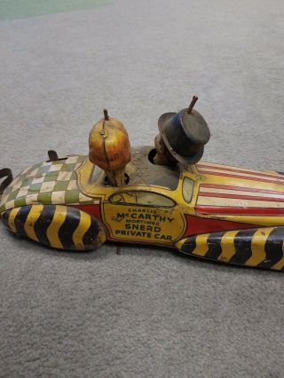 Vintage 1939 Marx Charlie McCarthy & Moritmer Snerd Private Car Windup Tin Toy 8