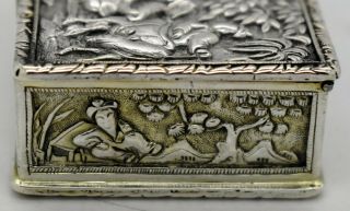 RARE Chinese Export Silver FIGURAL scenes SNUFF BOX.  Wongshing of canton c.  1840 6