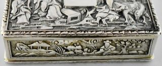 RARE Chinese Export Silver FIGURAL scenes SNUFF BOX.  Wongshing of canton c.  1840 7