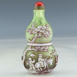 Chinese Exquisite Handmade The Ancients Horse Glass Snuff Bottle