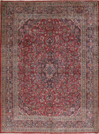 Traditional Persian Vintage Oriental Hand - Knotted 10x13 Red Area Rug