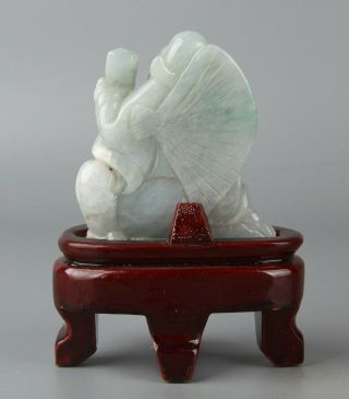 Chinese Exquisite Hand - carved the ancients Carving jadeite jade statue 4