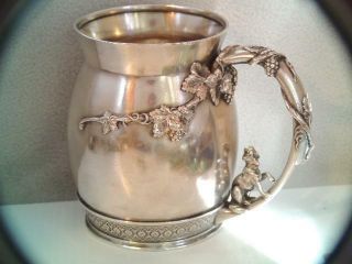 Rare Antique 1874 Tiffany & Co Sterling Silver Childs Mug Cup W Fox Handle Look
