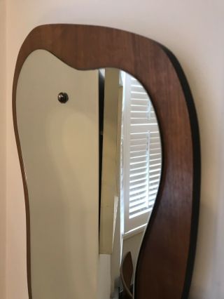 Mid Century Teak Wood Atomic Mirror in a fabulous 23”x14” 4