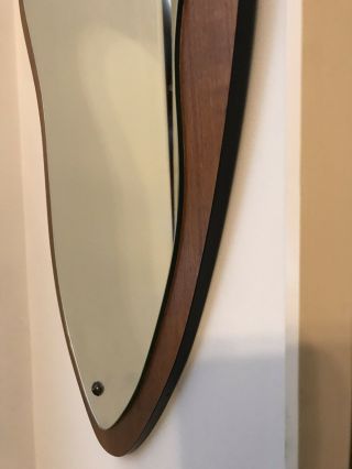 Mid Century Teak Wood Atomic Mirror in a fabulous 23”x14” 5