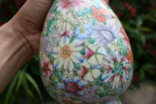 19th - 20th Century Antique Chinese Porcelain Hand Painted Flowers Vase - Marks 7