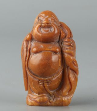 Chinese Exquisite Hand Carved Buddha Carving Shoushan Stone Seal