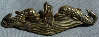 Usn Navy Wwii Officers " Deep Wave " Submarine Qualification Badge.  Gemsco.  Rare