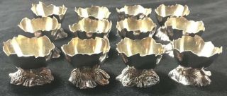 Set Of 12 Gorham Sterling Silver Open Salt Cellars Cracked Egg Aesthetic Period