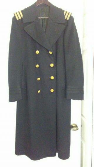 Ww2 Us Navy Commander Wool Bridge Coat Overcoat Vintage