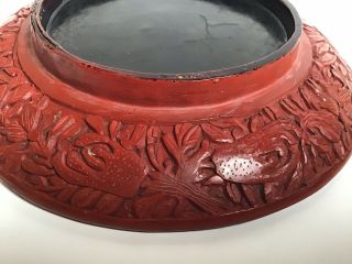Vintage or Antique Chinese Carved Cinnabar Lacquer Plate 5