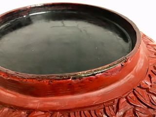 Vintage or Antique Chinese Carved Cinnabar Lacquer Plate 6