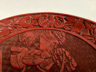 Vintage or Antique Chinese Carved Cinnabar Lacquer Plate 8