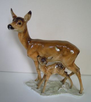 Art Deco Hutschenreuther Porcelain Figurine Roe Deer,  Fawn Achtziger