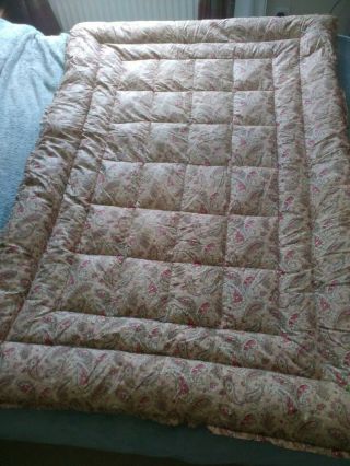 Vintage 1930s 1940s Paisley Eiderdown Antique Feather Single Bed