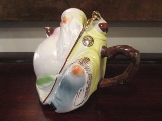 Antique Hand Painted Porcelain Teapot Old Man w/ Staff Signed China 5