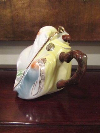 Antique Hand Painted Porcelain Teapot Old Man w/ Staff Signed China 6