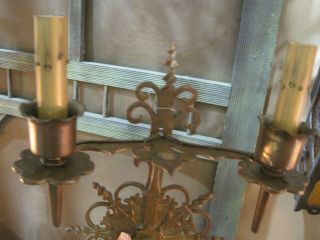 VINTAGE 1920 ' S SPANISH REVIVAL 2 LIGHT BRASS SCONCE 5