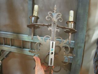 VINTAGE 1920 ' S SPANISH REVIVAL 2 LIGHT BRASS SCONCE 6