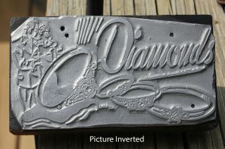 Vintage Letterpress Wooden & Metal Printers Block 1950s Diamond Wedding Ring Ad 2