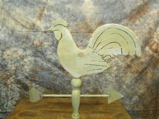 Folk Art Wooden Metal Rooster Finial Weather Vane Cock Barn Decor Vintage 3