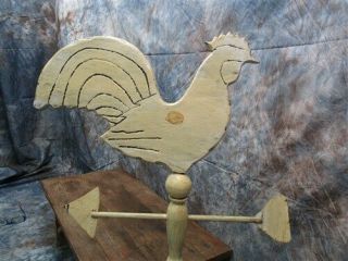 Folk Art Wooden Metal Rooster Finial Weather Vane Cock Barn Decor Vintage 6