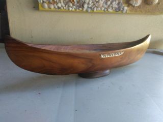 Inlaid Carved Wooden Canoe