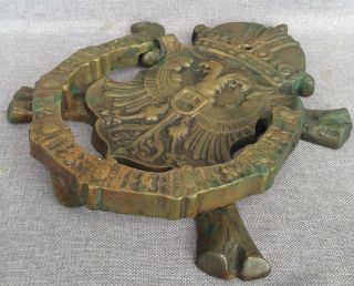 Big antique french door knocker bronze eagles 19th century castle mansion 5